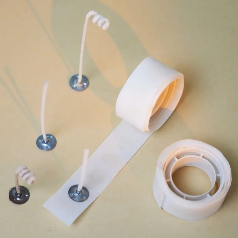 Candle Making Wicks - 100 Punkte/Rolle Kerzendochtaufkleber, 10 mm, doppelseitig