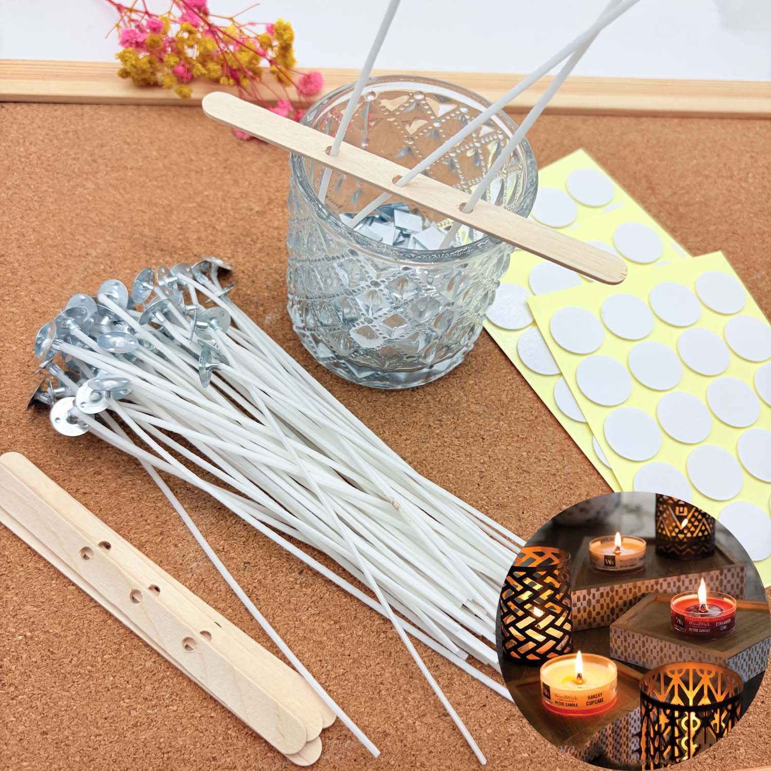 Candle Making Wicks - 1 SET Kerzenherstellungs-DIY-Kit Rauchfreie Kerzen Baumwolldochte