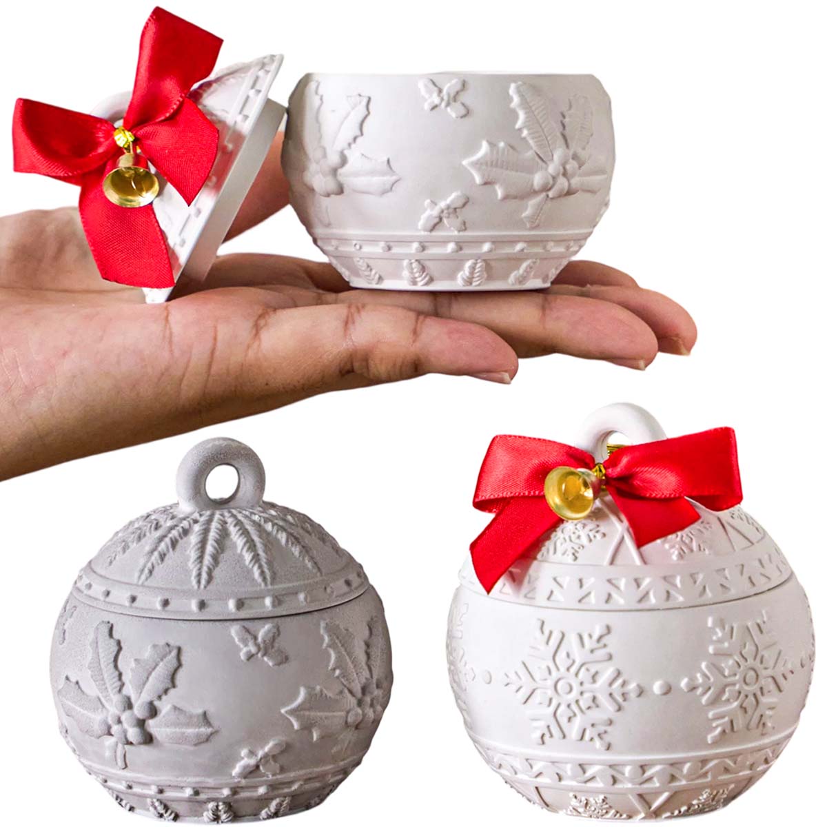 Candle Making Kit Xmas - Weihnachten Relief Schnee Beere Kerze Glas
