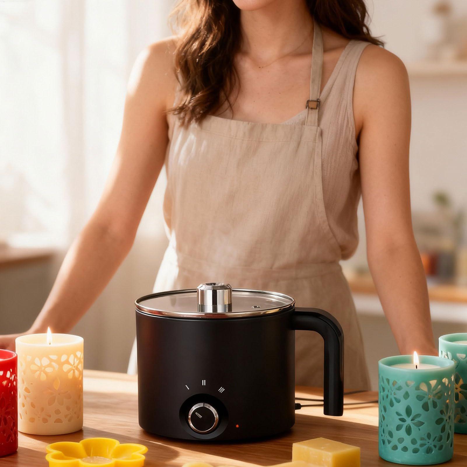 Candle Making Pot - 1,5L Wachsschmelztopf, Kerzenwachs-Schmelzgerät, Großer Edelstahl-Elektrotopf mit