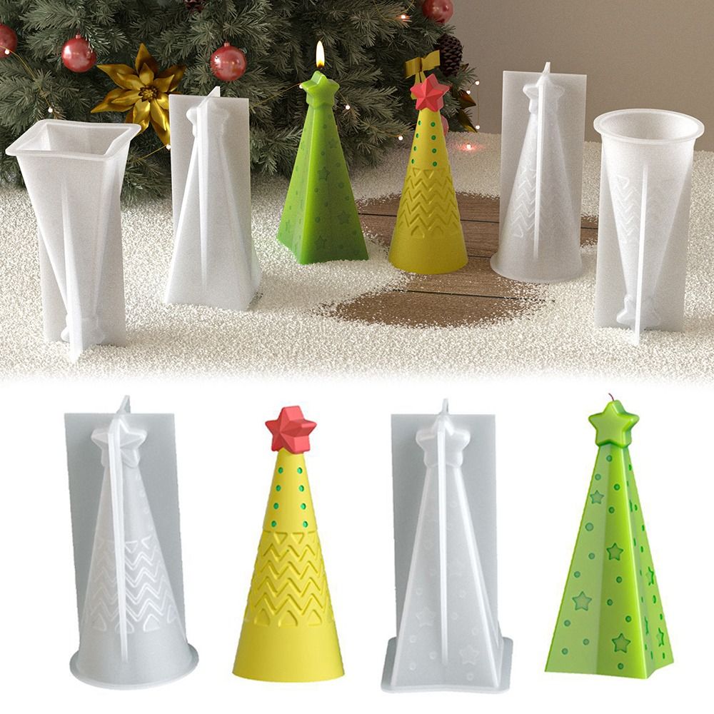 Candle Making Kit Xmas - Silikon-Weihnachtskegel-Kerzenform, Kristall-Epoxidharz-Seifen-Ornament-Form, leicht zu entformen, handgefertigtes