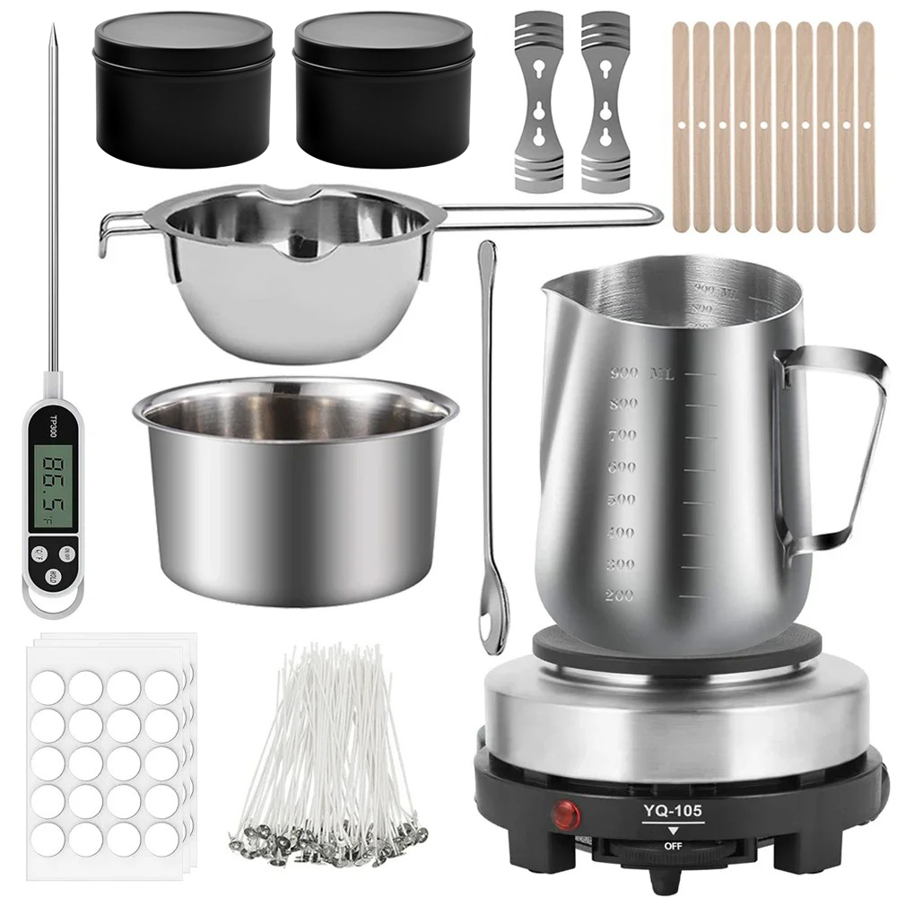 Candle Making Pot - Glintmos DIY Kerzenherstellungsset mit Heizplatte, Kerzenherstellungszubehör
