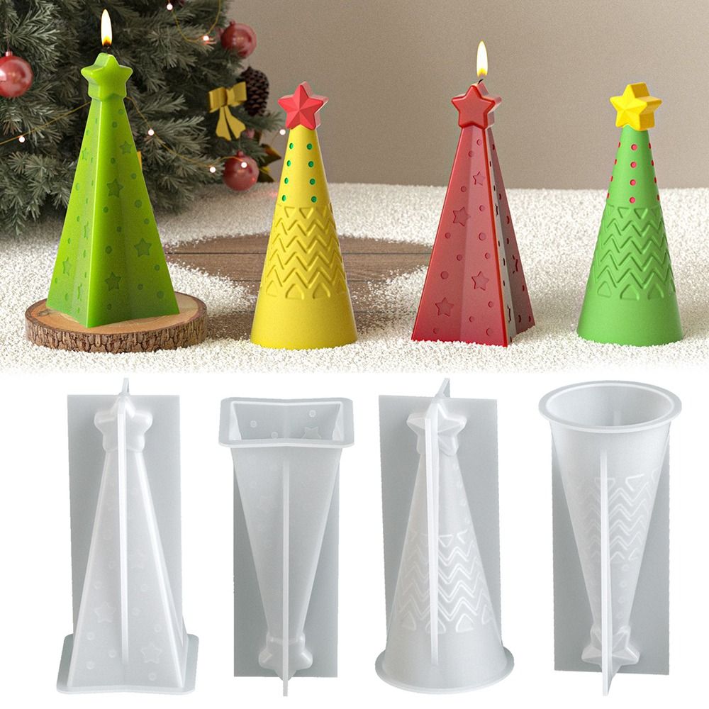 Candle Making Kit Xmas - Silikon-Weihnachtskegel-Kerzenform, Epoxidharz, Kristallkerzenherstellungsset, einfach zu entformen,