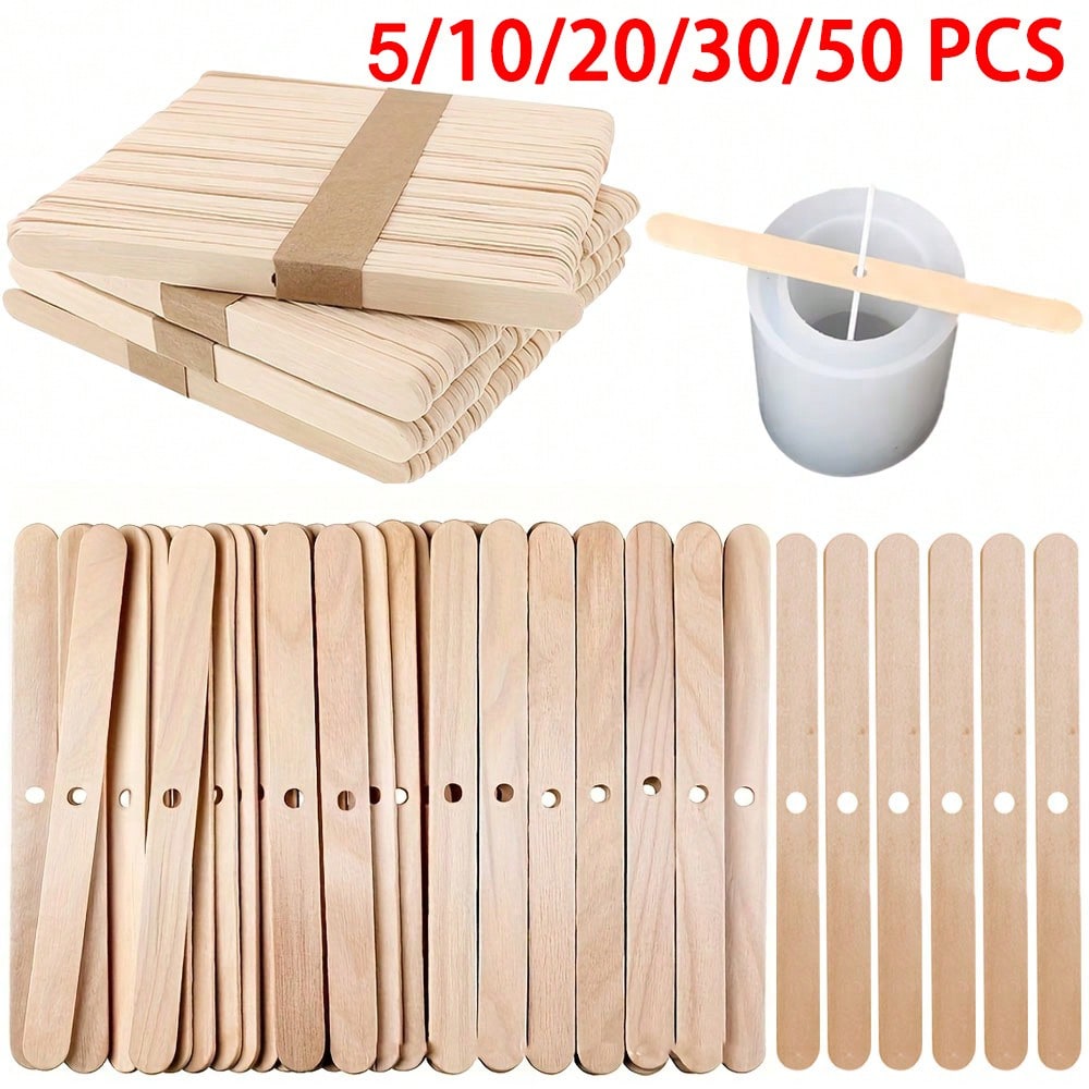 Candle Making Wicks - 5/10/20/30/50 Stück Holz-Kerzendochthalter 1-Loch-Zentrierwerkzeug-Set für Duftkerzenherstellung