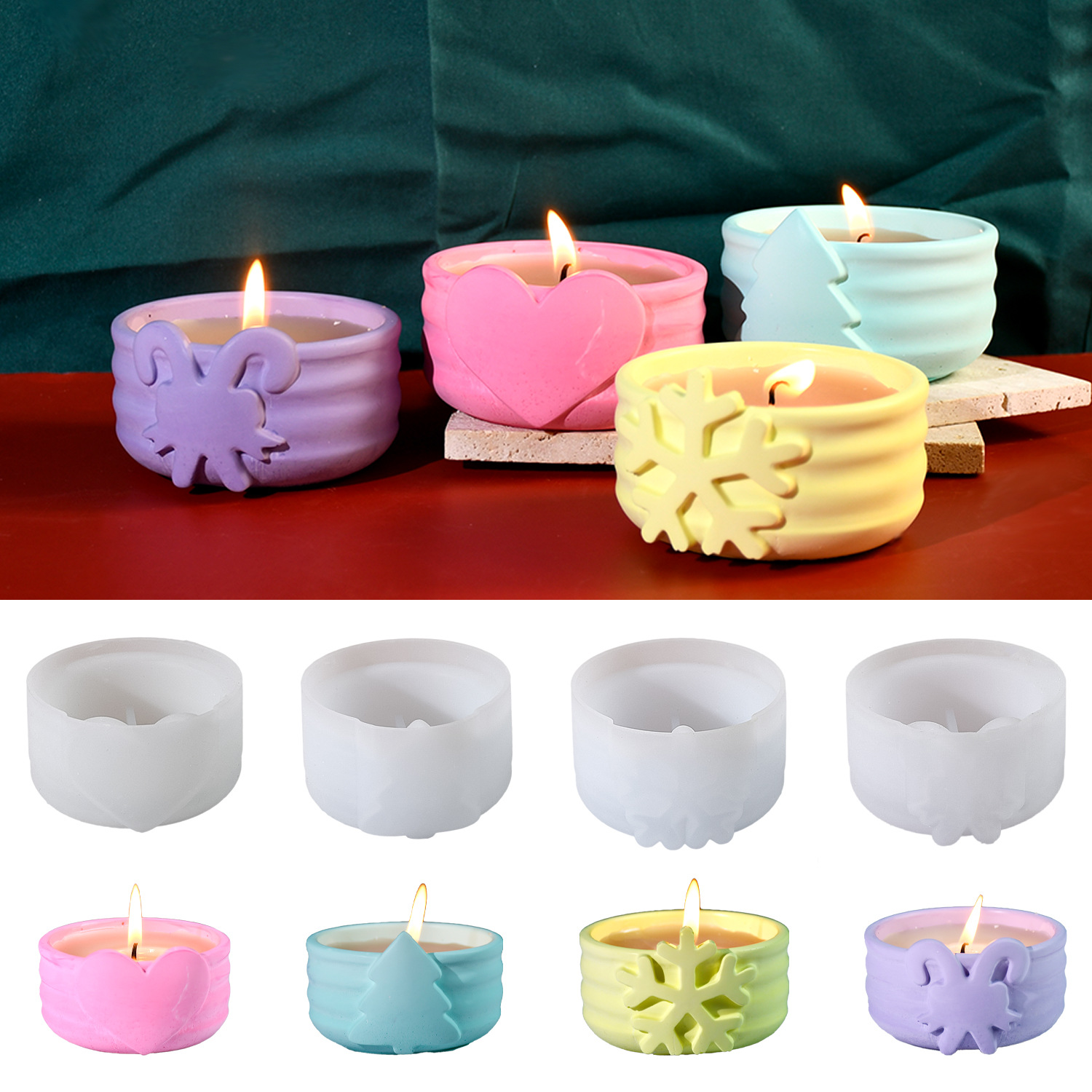 Candle Making Kit Xmas - Weihnachtskerzenformen, Weihnachtsbaum-Schneeflocken-Silikonformen für Kerzenherstellung, DIY-Seifen-, Harz-,