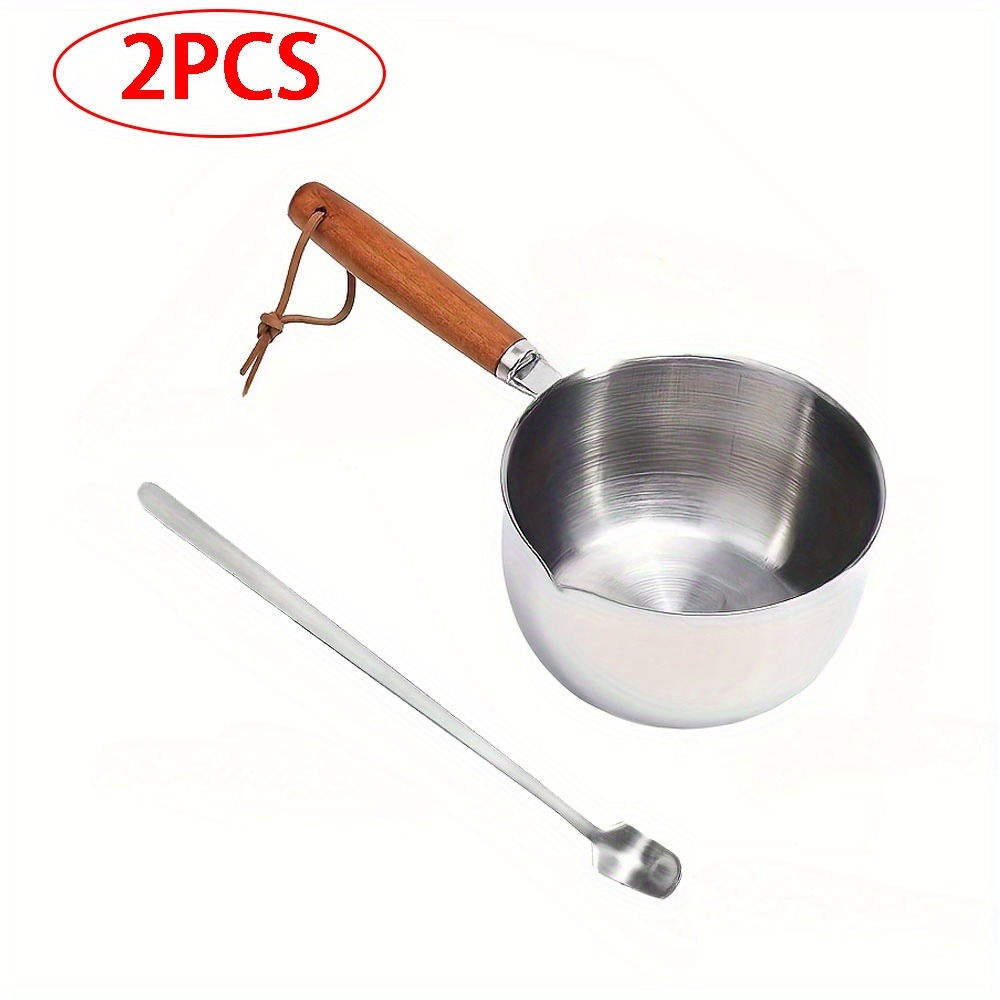 Candle Making Pot - 2-teiliges Set: Wachsschmelztopf mit Holzgriff und