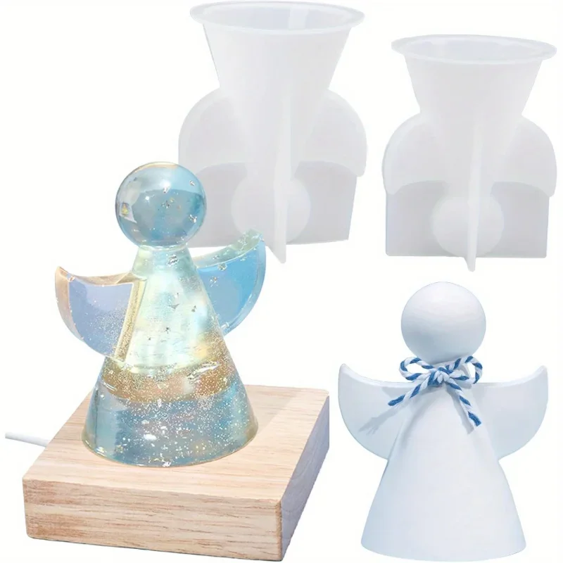 Candle Making Gel Wax - 2er-Pack Silikon-Engel-Gießformen für Epoxidharz Flügel-Engel-Ornamente DIY