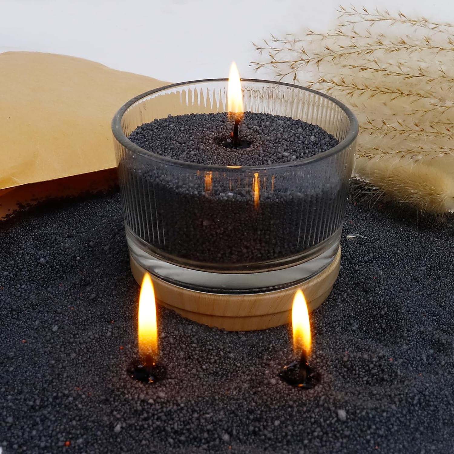 Candle Making Video - Schwarzer Kerzensand mit Docht, 200g mit